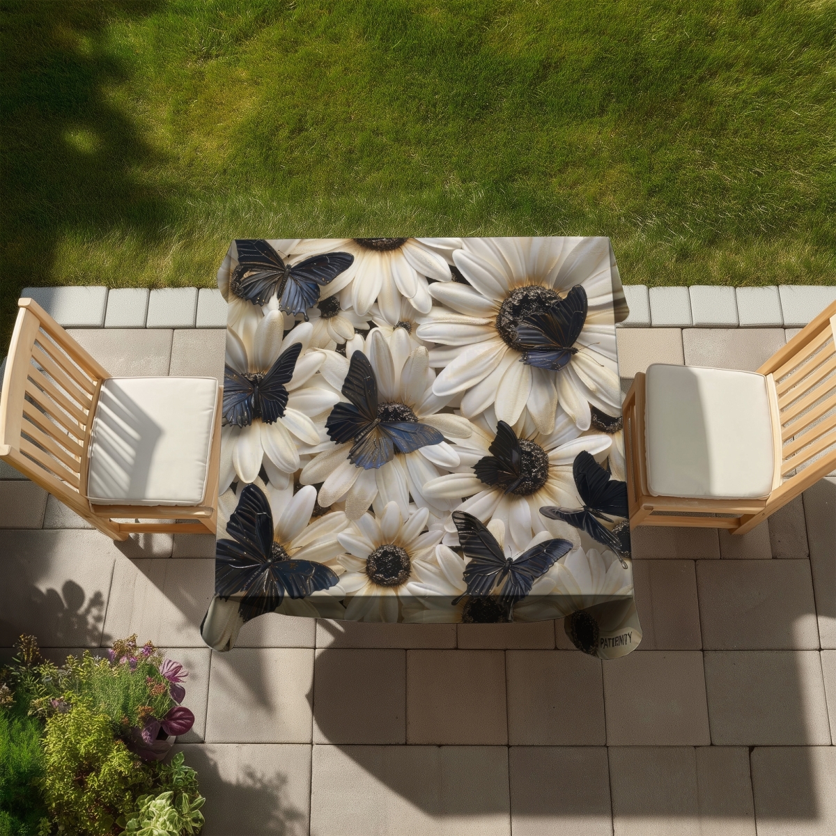 Picture of Begin Home Decor C1TC58589THKM2 58 x 58 in. Dark Butterflies Tablecloth - Indoor & Outdoor Home Decor