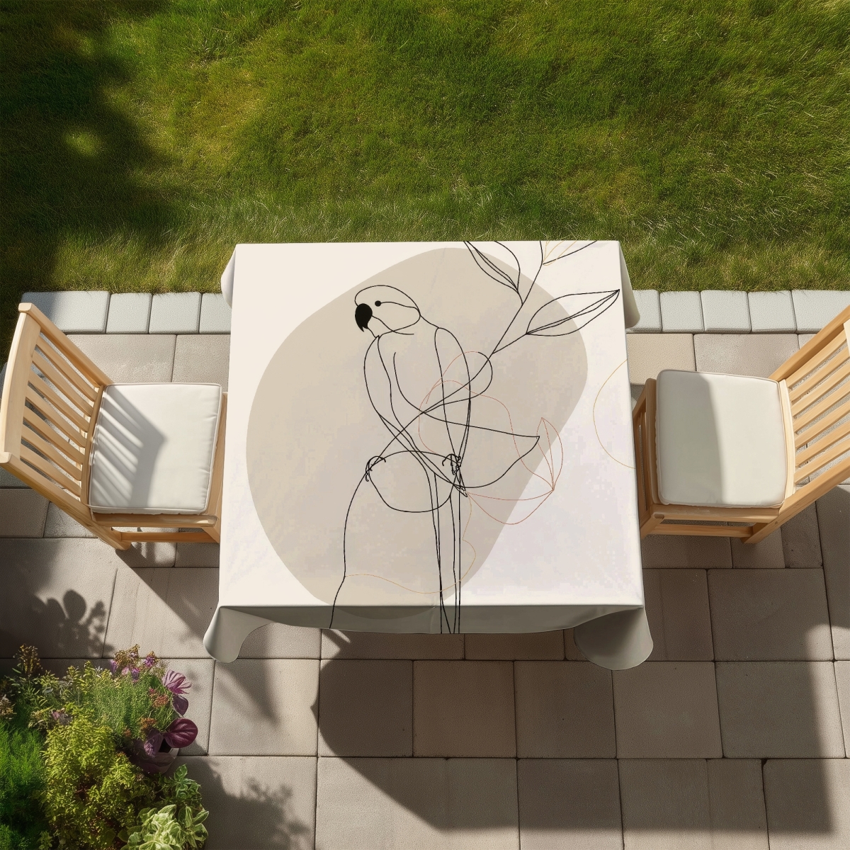 Picture of Begin Home Decor C1TC585885KHNY 58 x 58 in. Lovebird Indoor & Outdoor Tablecloth - Stylish Home Decor