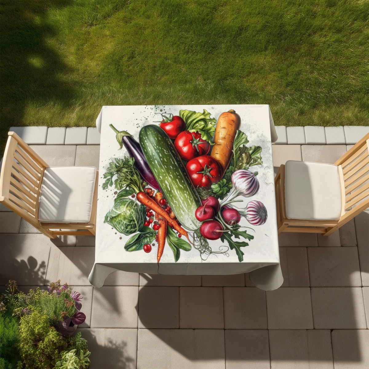 Picture of Begin Home Decor C1TC5858SBVAAD 58 x 58 in. Veggies Tablecloth - Indoor & Outdoor Home Decor - Stylish Design