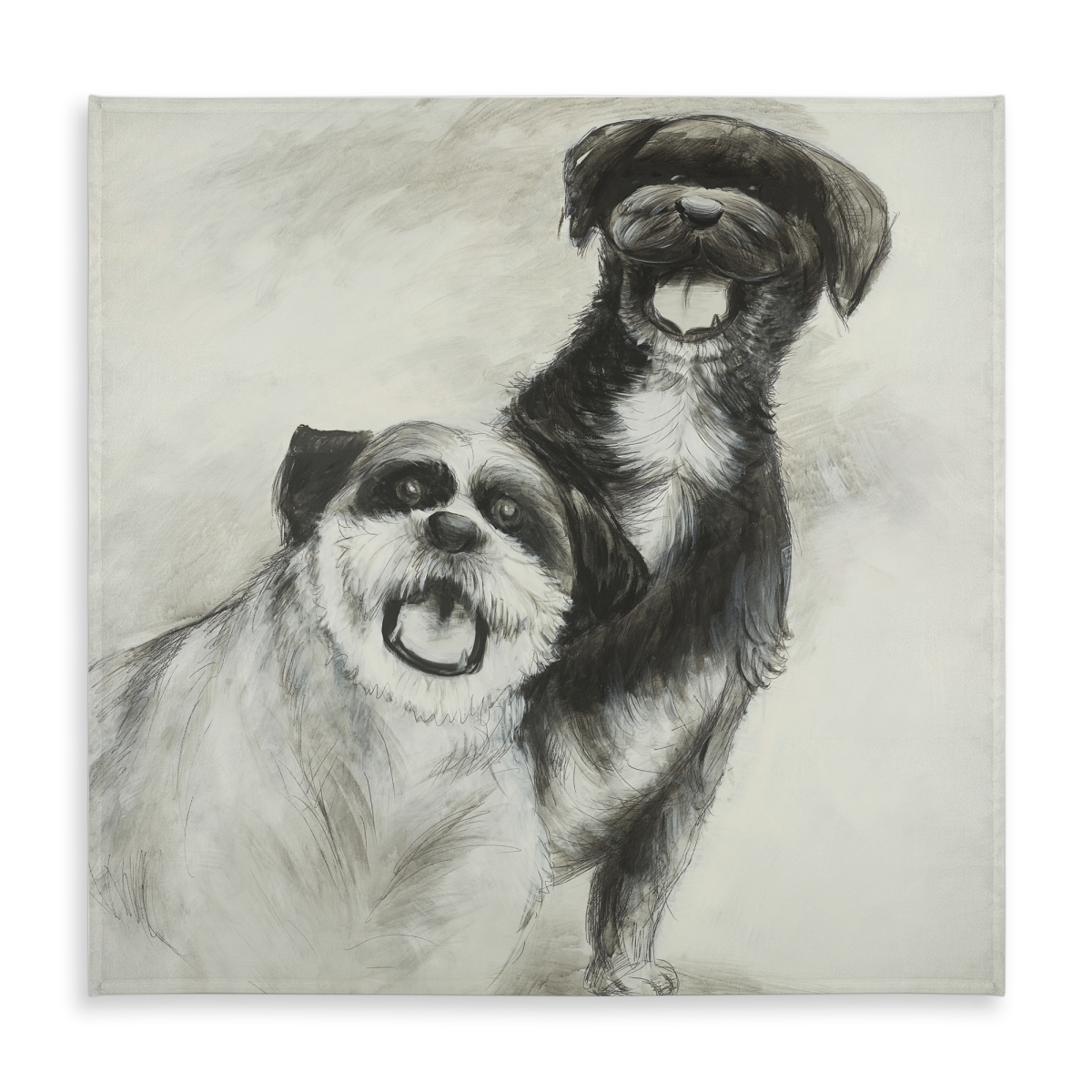 Picture of Begin Home Decor C1TC58586C074D 58 x 58 in. Happy Dogs Sketch Tablecloth - Indoor Outdoor Home Decor