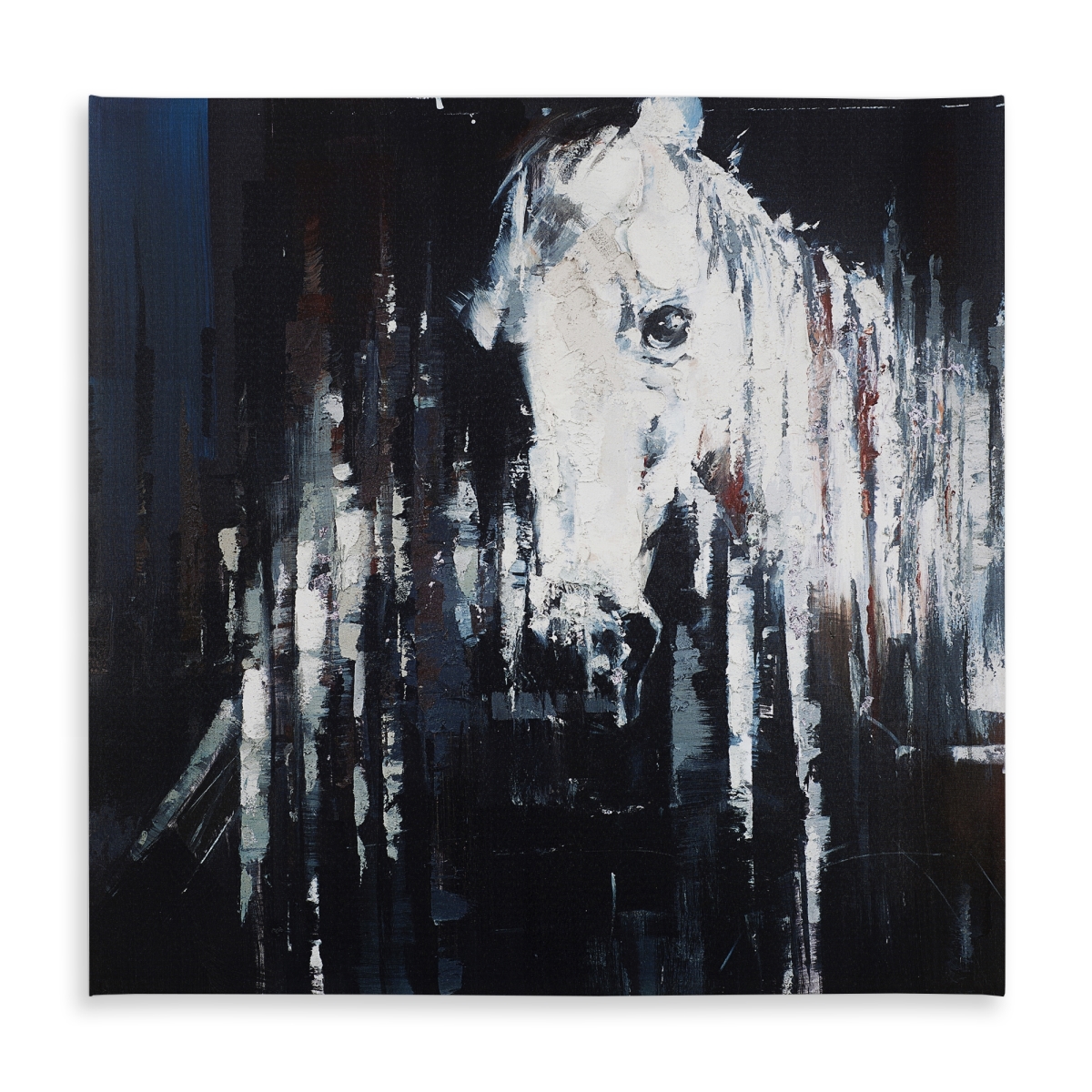 Picture of Begin Home Decor C1TC5858GY937M 58 x 58 in. Abstract Horse Tablecloth - Blue Farm Animals Decor - Indoor & Outdoor