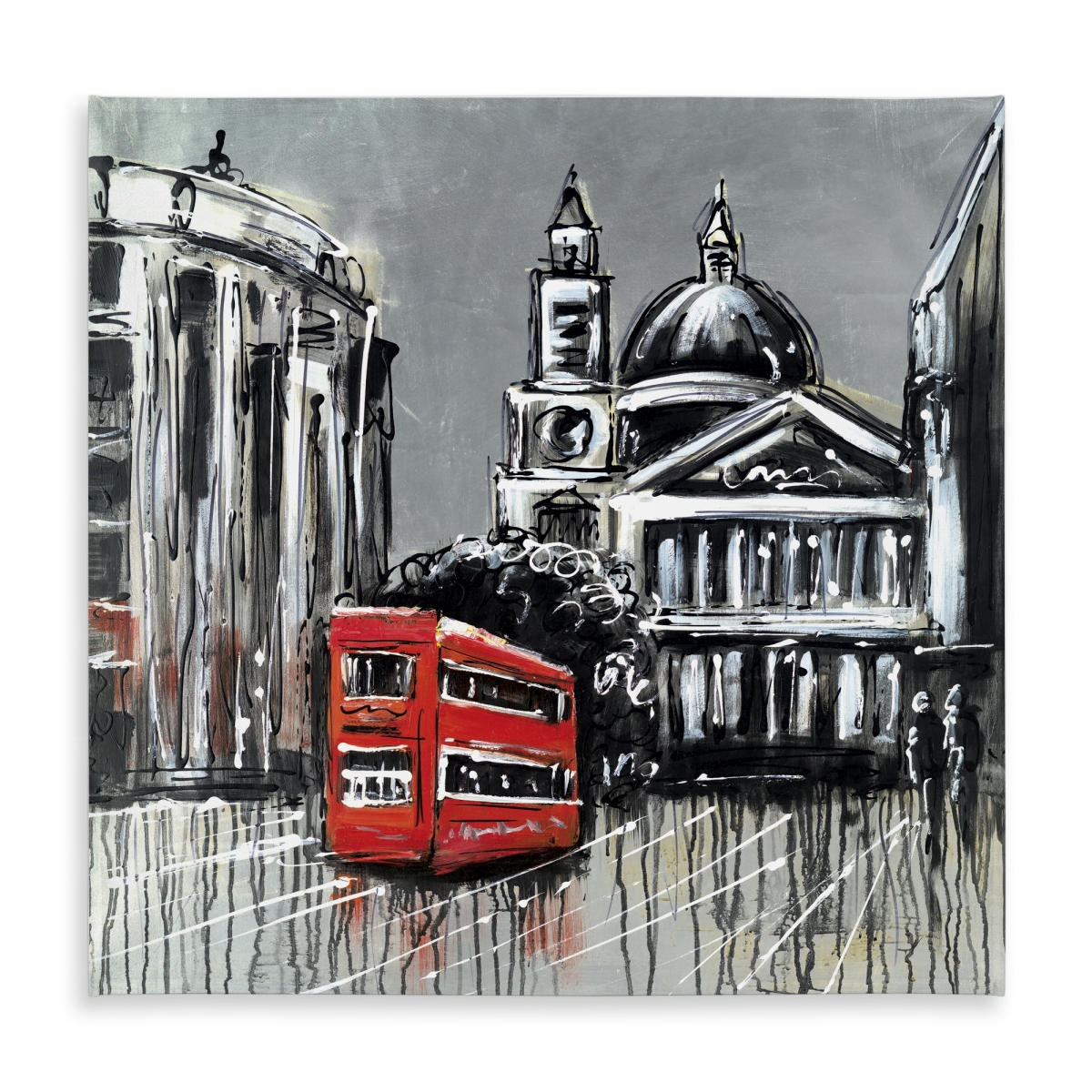 Picture of Begin Home Decor C1TC5858040KPV 58 x 58 in. White Tablecloth - London Street with Red Bus - Home Decor