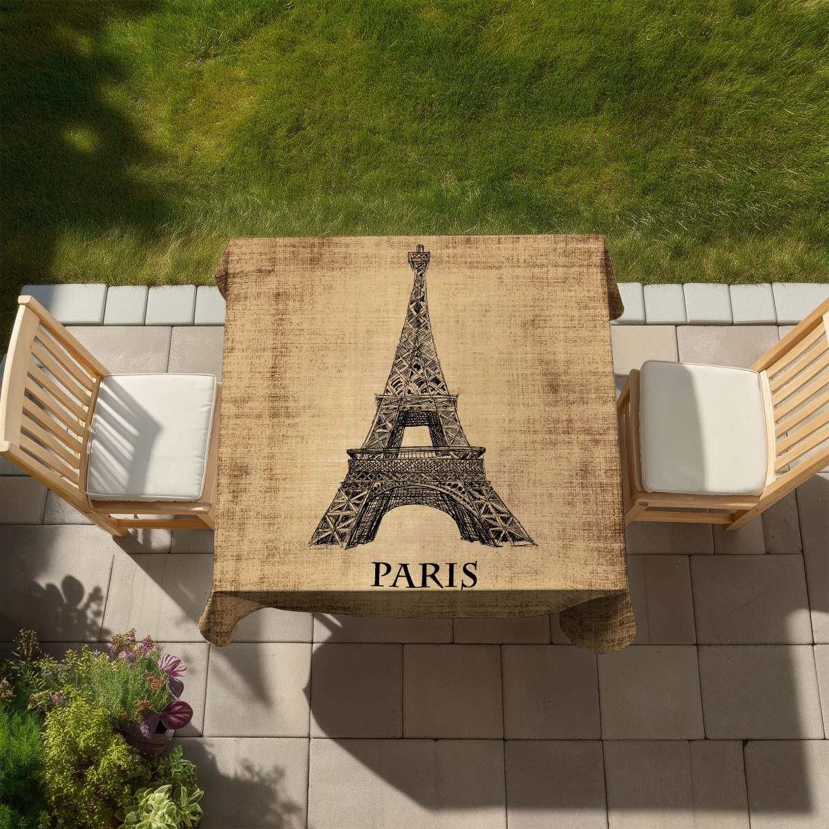 Picture of Begin Home Decor C1TC5858JK7SVY 58 x 58 in. Eiffel Tower Tablecloth - Indoor & Outdoor Home Decor