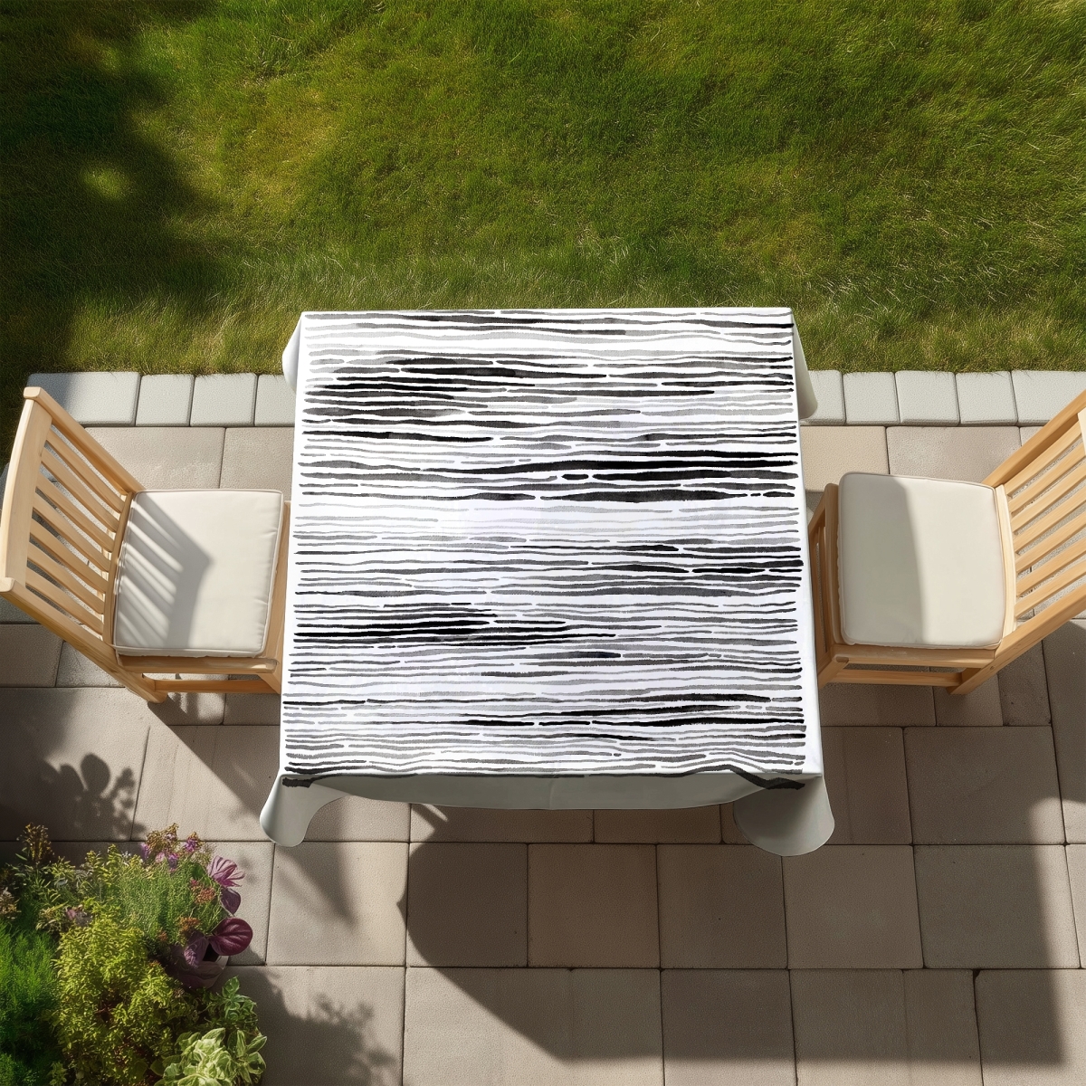 Picture of Begin Home Decor C1TC5858G02XBQ 58 x 58 in. Gray Grooves Minimalist Abstract Shapes Tablecloth - Indoor & Outdoor