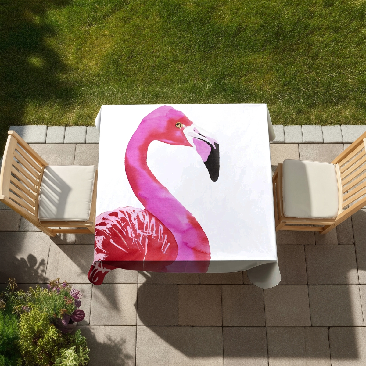 Picture of Begin Home Decor C1TC5858WNT92F 58 x 58 in. Pink Bedroom Flamingo Tablecloth - Indoor & Outdoor Home Decor
