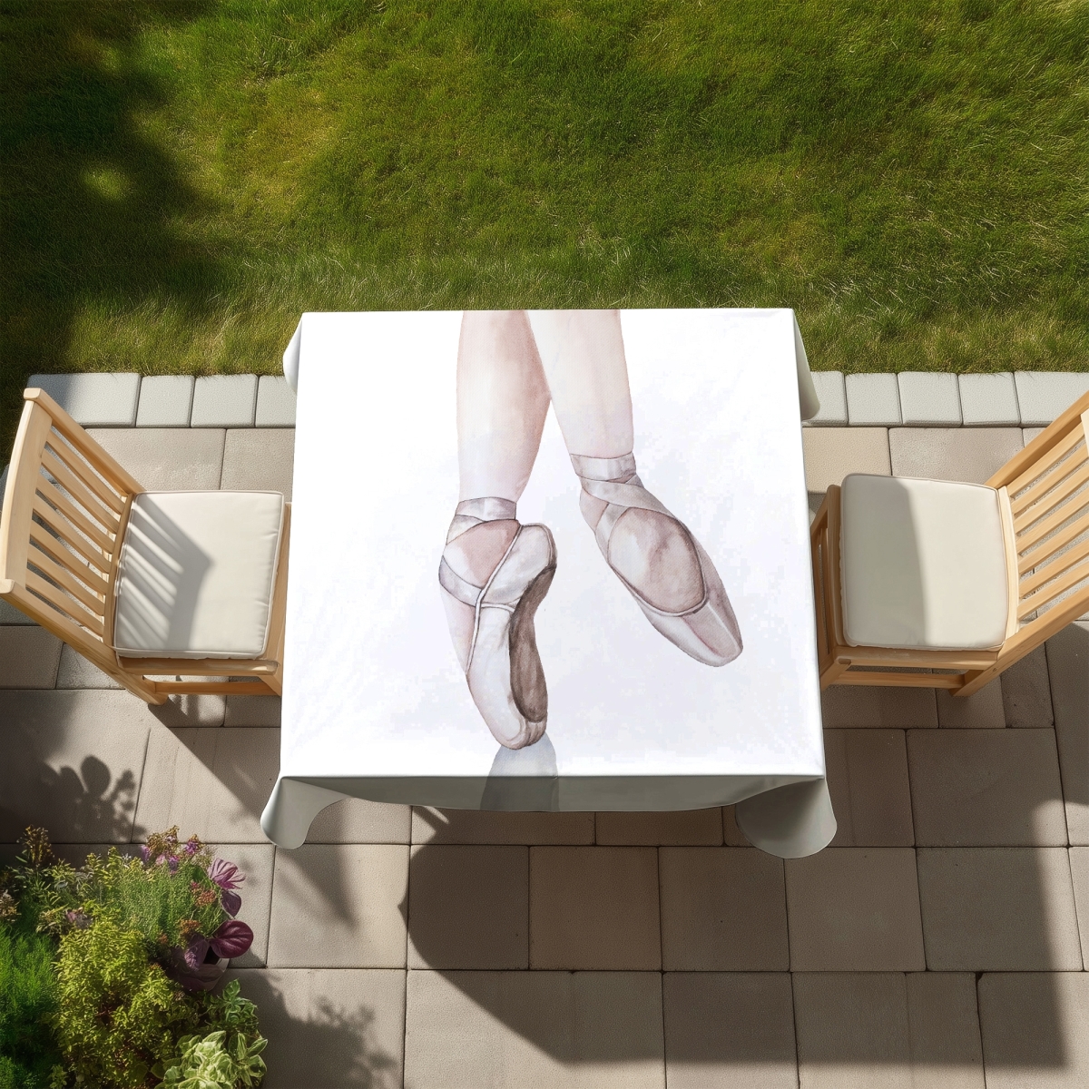 Picture of Begin Home Decor C1TC5858Q7D7RQ 58 x 58 in. Romantic Hobbies Ballerina Feet Tablecloth - Indoor & Outdoor Decor