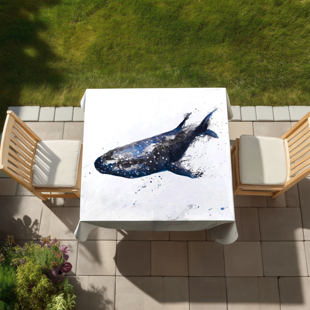 Picture of Begin Home Decor C1TC58585CWL06 58 x 58 in. Abstract Whale Shark Tablecloth - Indoor & Outdoor Home Decor