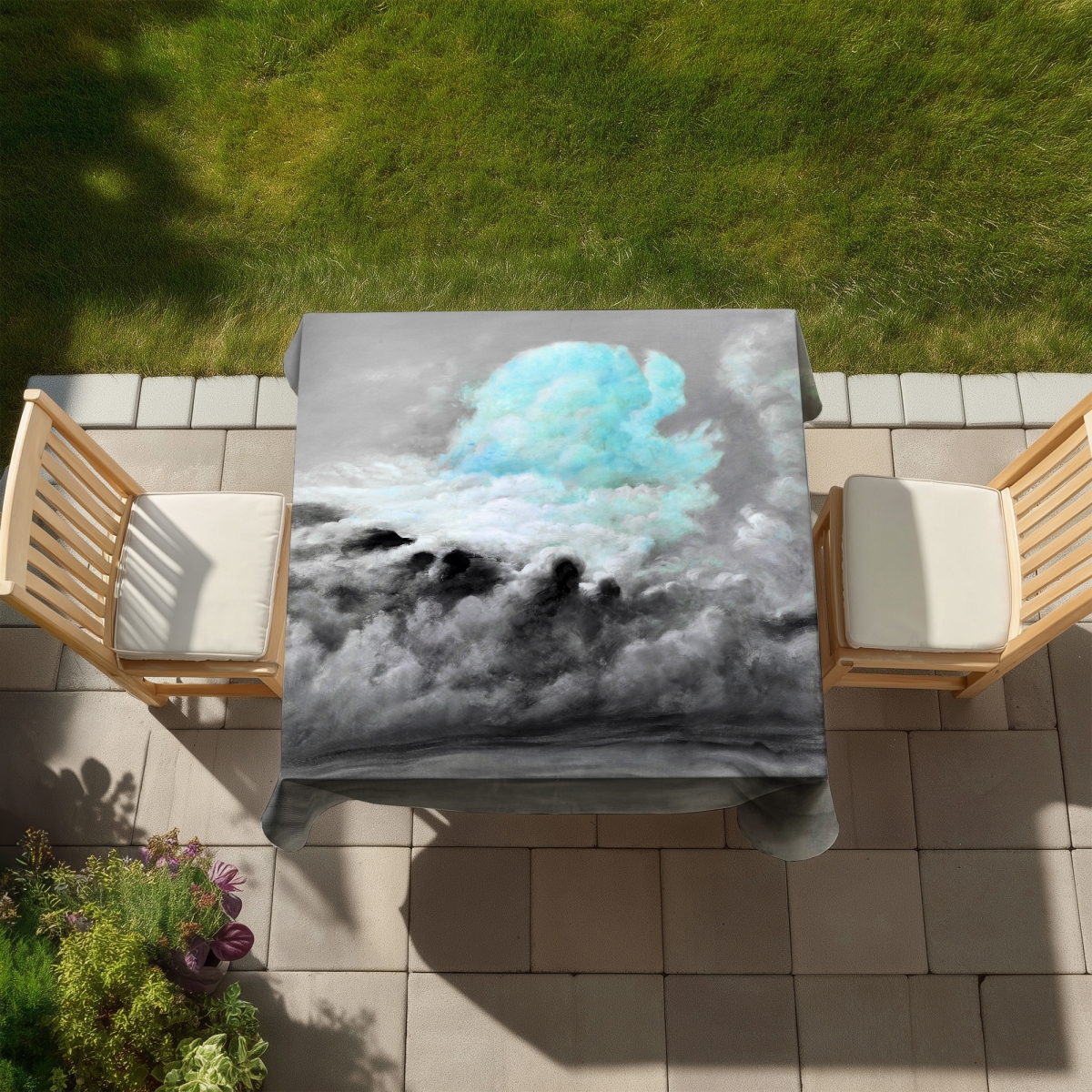 Picture of Begin Home Decor C1TC5858JMUT6R 58 x 58 in. Blue Clouds Scenic Bedroom Landscapes Tablecloth - Indoor & Outdoor