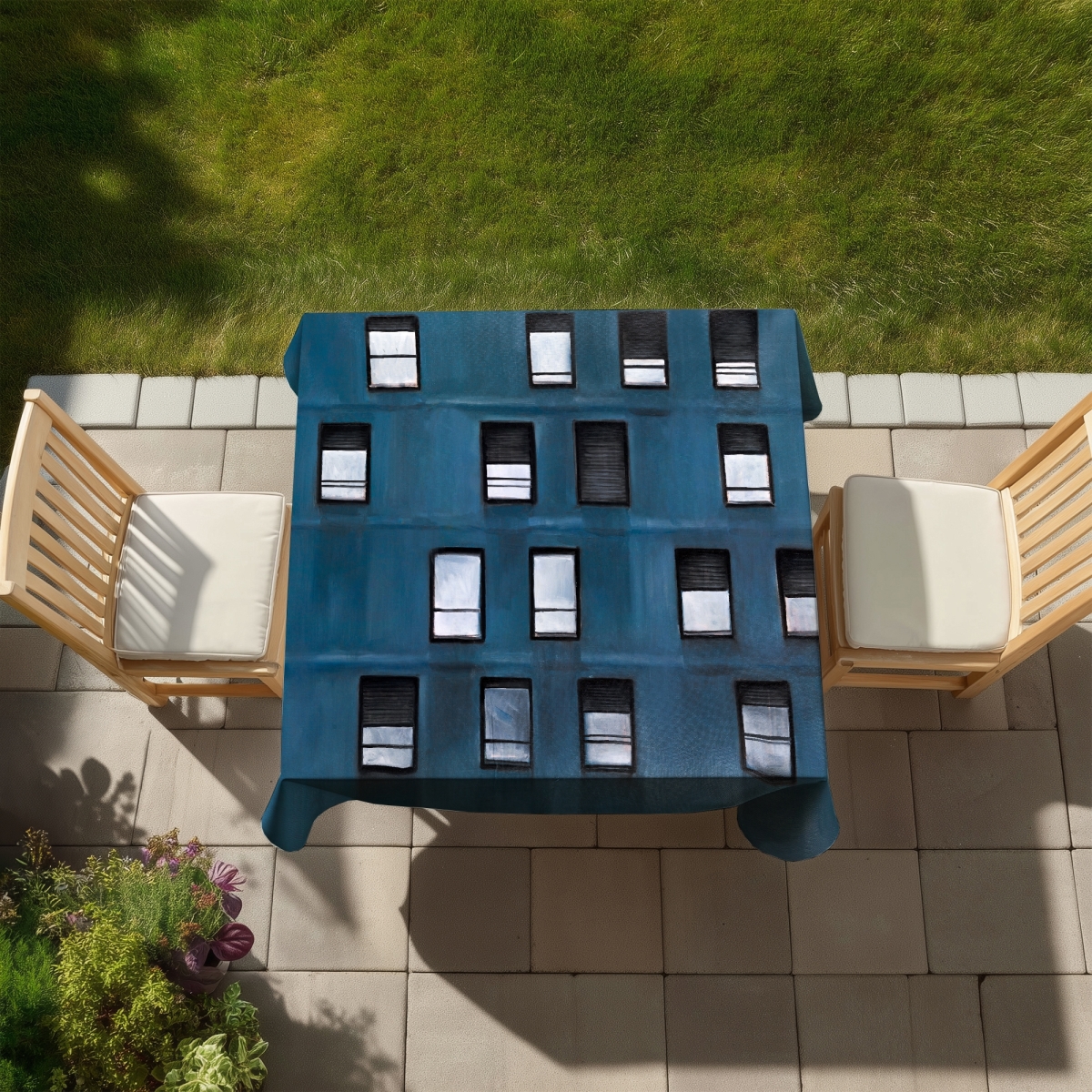 Picture of Begin Home Decor C1TC5858UF4GUS 58 x 58 in. Urban Building Tablecloth - Indoor & Outdoor Home Decor