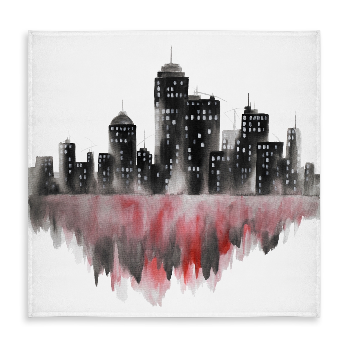 Picture of Begin Home Decor C1TC5858ZHQ7SA 58 x 58 in. Red Watercolor Cityscape Tablecloth - Indoor & Outdoor Decor