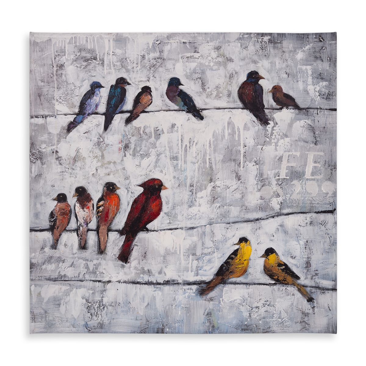 Picture of Begin Home Decor C1TC5858ARE9CE 58 x 58 in. Colorful Birds Tablecloth - Blue Indoor & Outdoor Home Decor