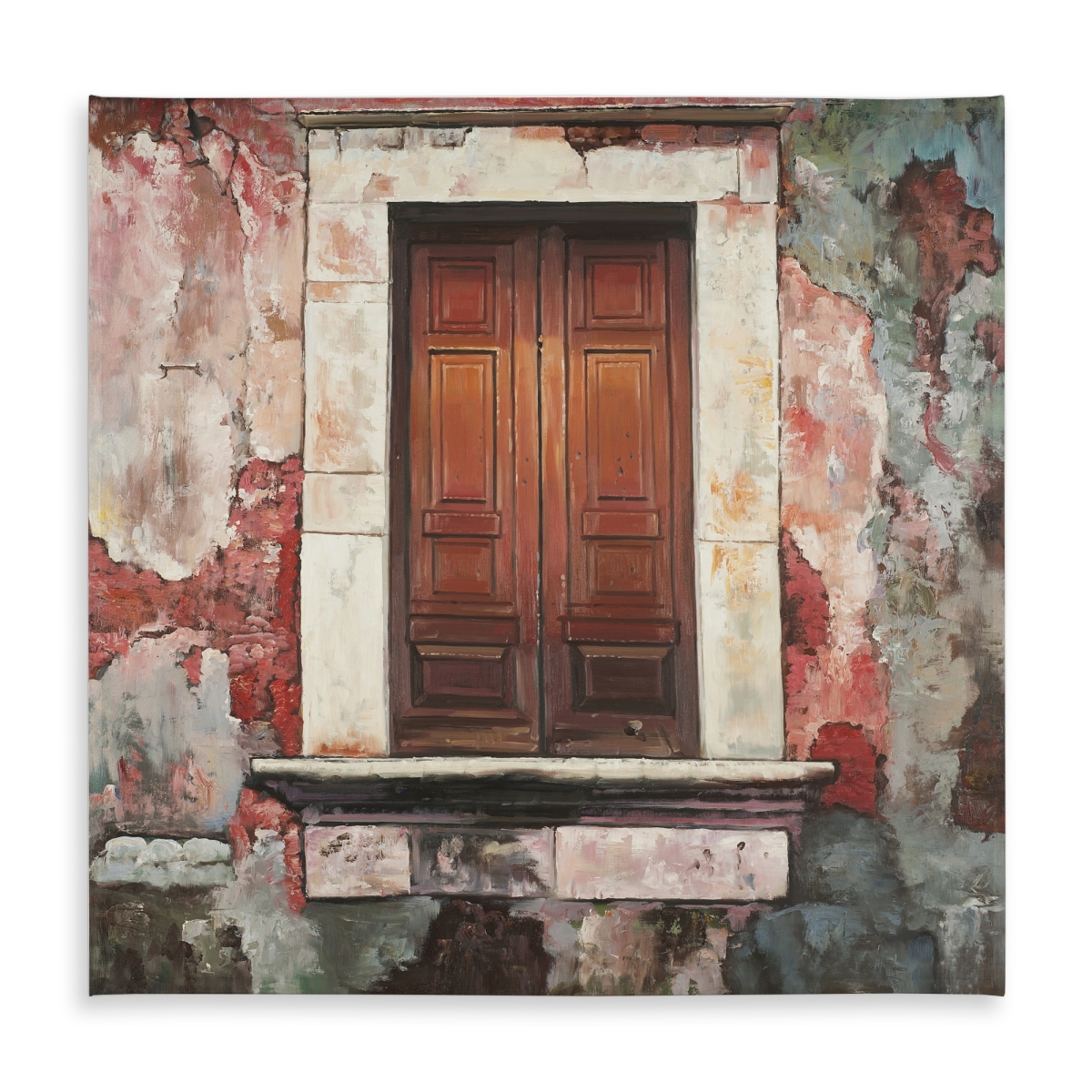 Picture of Begin Home Decor C1TC5858W4ACL4 58 x 58 in. Still Life Tablecloth - Door of An Old Red Building - Home Decor