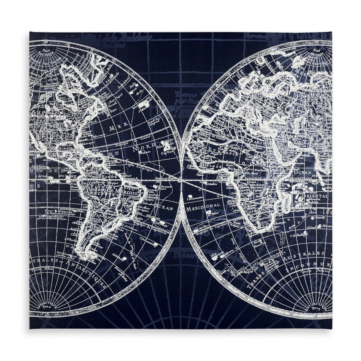 Picture of Begin Home Decor C1TC5858NAJQOA 58 x 58 in. World Map Blueprint Tablecloth - Satellite View Decor