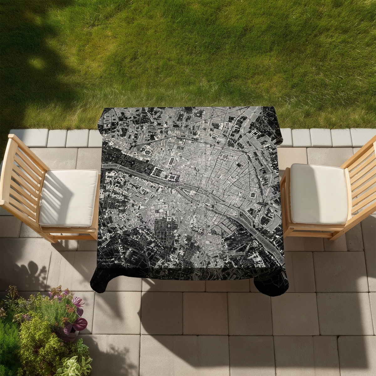Picture of Begin Home Decor C1TC5858MLVE89 58 x 58 in. Airplane Satellite View Tablecloth - Indoor Outdoor Decor