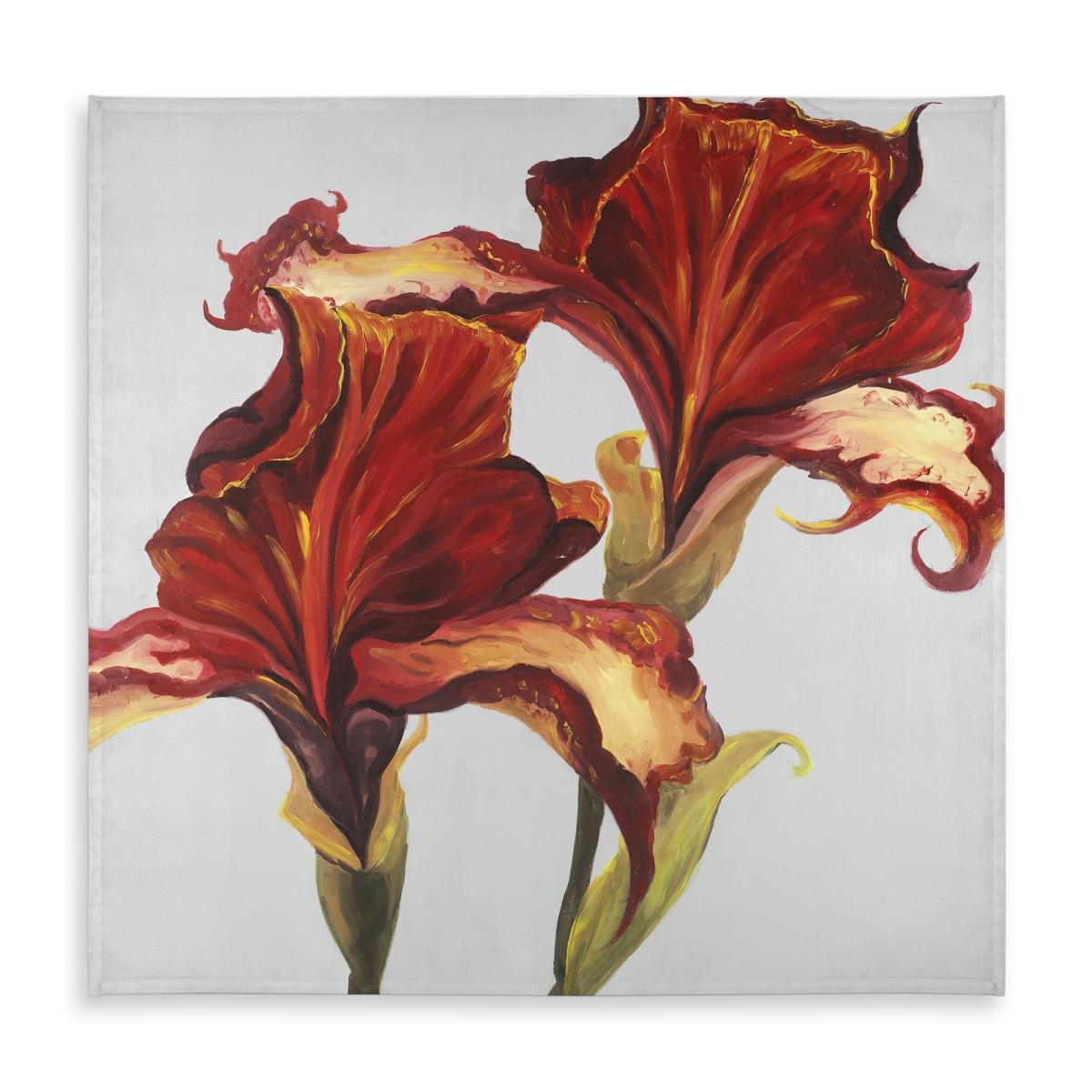Picture of Begin Home Decor C1TC5858FE4YLQ 58 x 58 in. Lilies Fall Colors Gray Floral Tablecloth - Indoor & Outdoor Decor