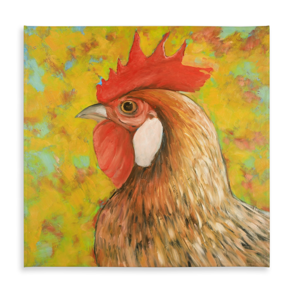 Picture of Begin Home Decor C1TC5858GTZHTL 58 x 58 in. Colorful Chicken Yellow Tablecloth - Indoor & Outdoor Home Decor