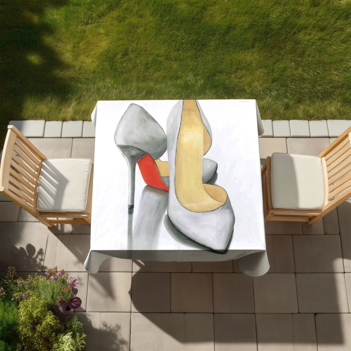 Picture of Begin Home Decor C1TC5858BQ6PVH 58 x 58 in. High Heel Ready To Wear Tablecloth - Fashion Bedroom Shoes Decor