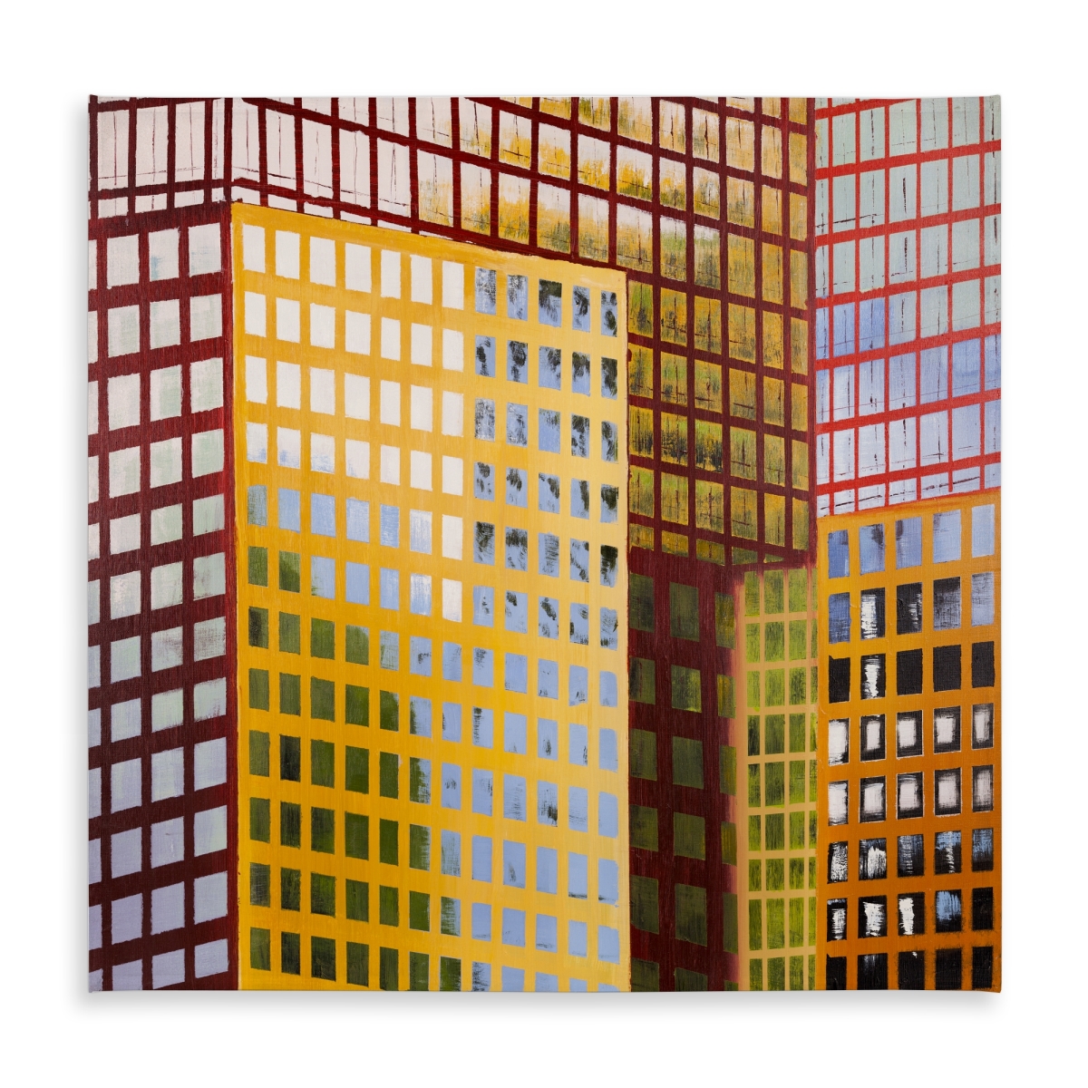 Picture of Begin Home Decor C1TC58582FZ8Z5 58 x 58 in. Yellow Shapes Skyscrapers Tablecloth - Indoor & Outdoor Decor