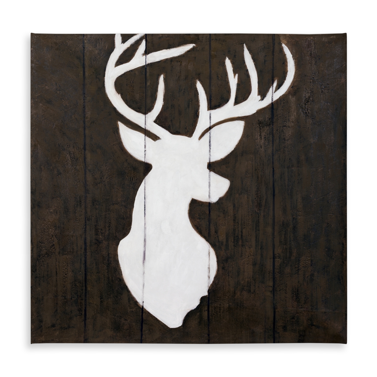 Picture of Begin Home Decor C1TC5858A06YAP 58 x 58 in. White Deer on Wood Tablecloth - Rustic Animal Decor - Indoor & Outdoor