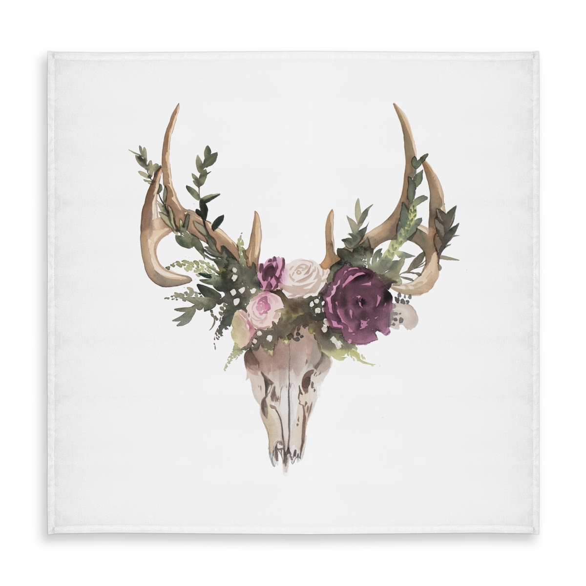 Picture of Begin Home Decor C1TC5858T8U7G4 58 x 58 in. Rustic Deer Skull with Flowers Tablecloth - Indoor & Outdoor Decor