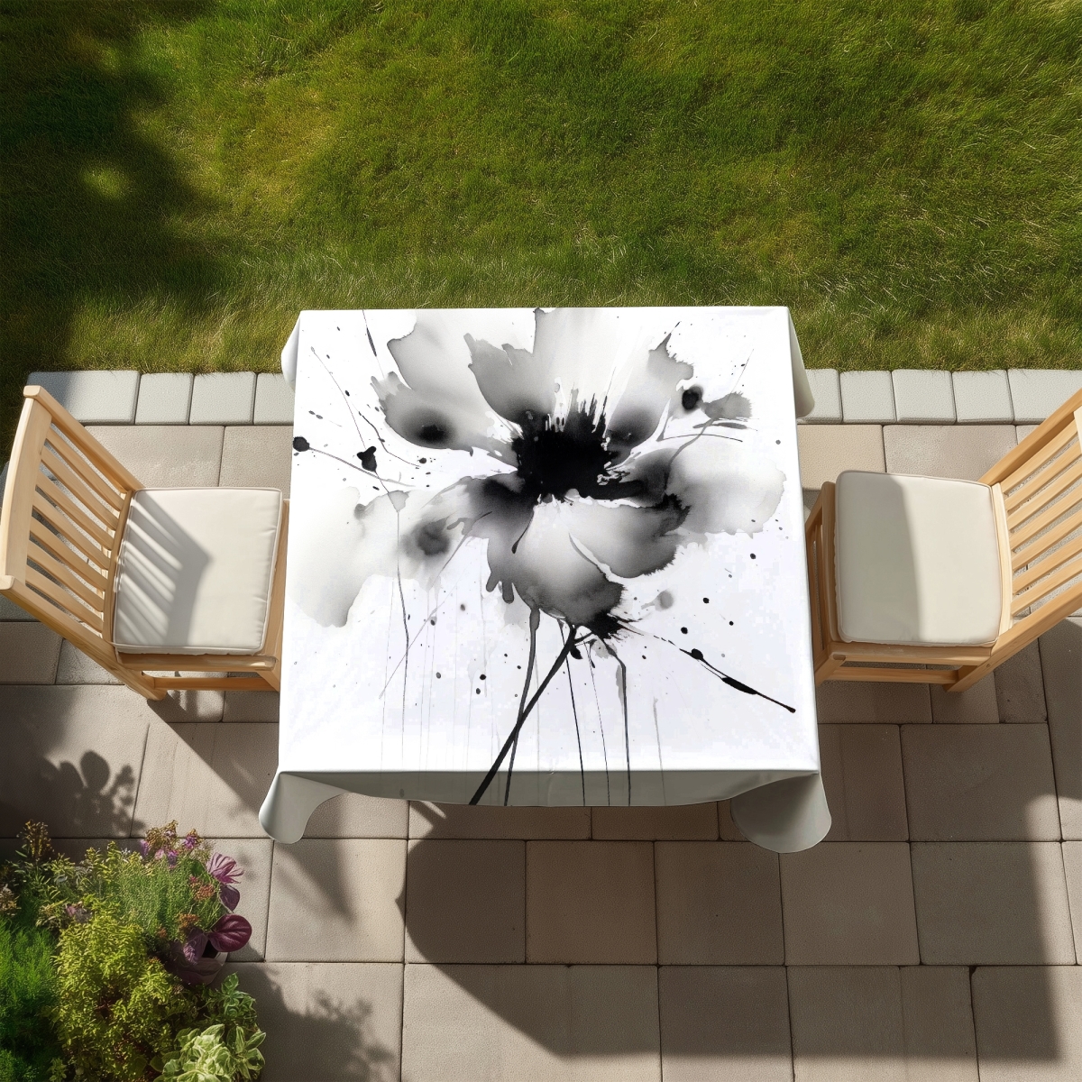 Picture of Begin Home Decor C1TC58581Y56YS 58 x 58 in. Abstract Flower Tablecloth - Minimalist Indoor & Outdoor Decor