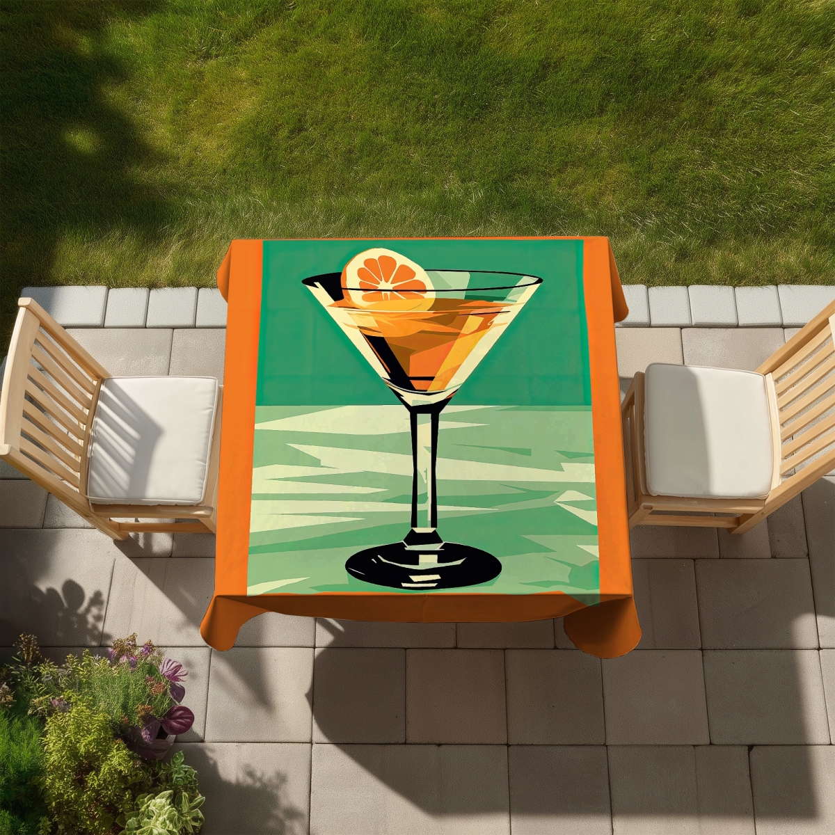 Picture of Begin Home Decor C1TC5858K5F13K 58 x 58 in. The Margarita Food Minimalist Abstract Tablecloth - Home Decor