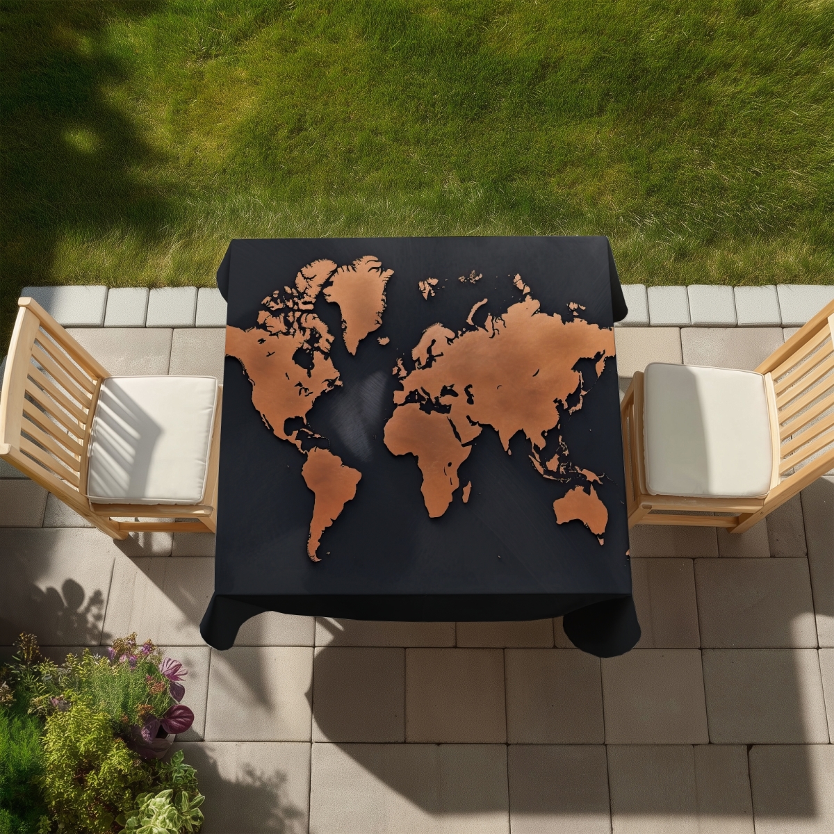 Picture of Begin Home Decor C1TC58585LH82Z 58 x 58 in. Rusted Map Tablecloth - Brown Indoor & Outdoor Decor for Bedroom