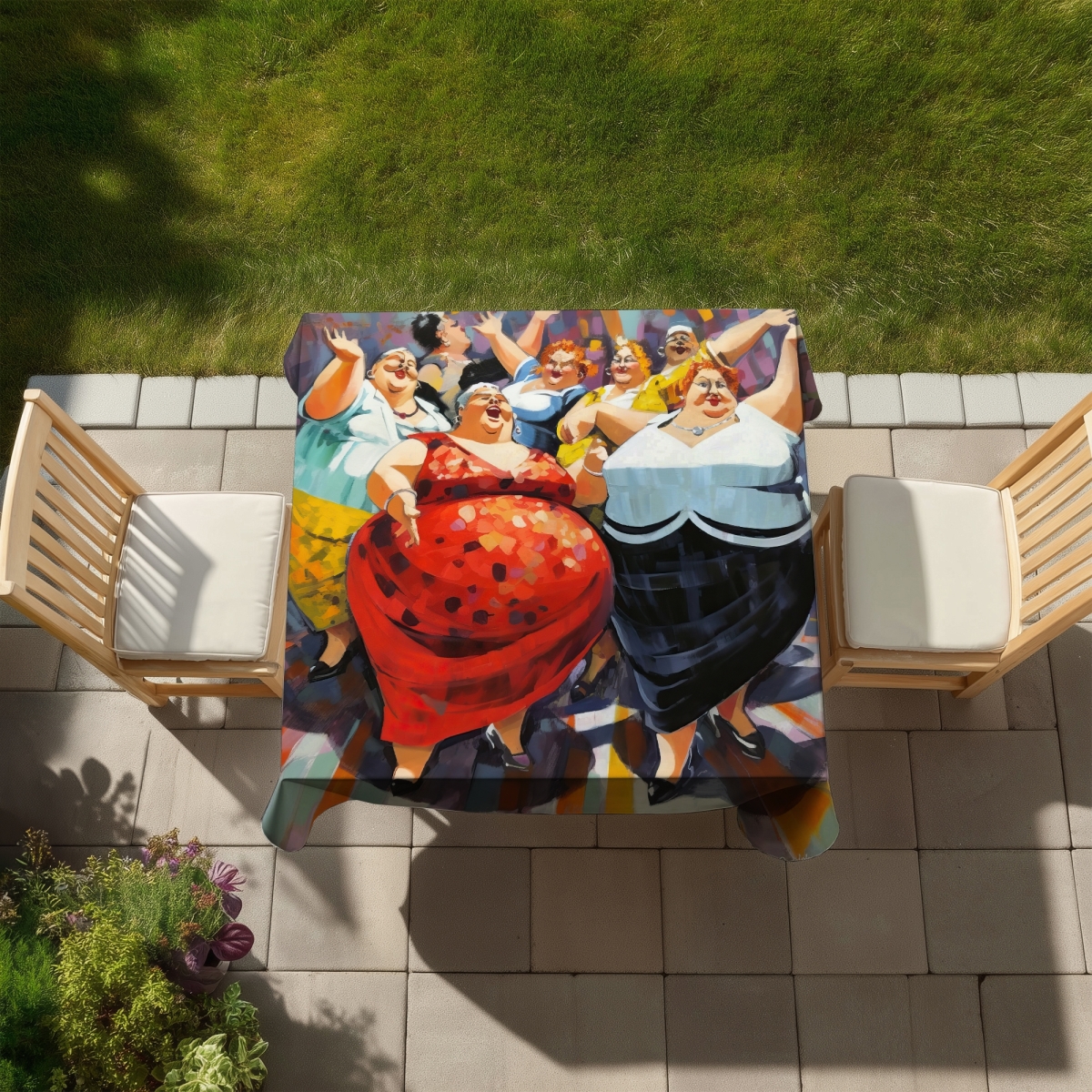 Picture of Begin Home Decor C1TC5858EWFLC3 58 x 58 in. Blue Abstract Tablecloth - The Cheerful Women - Home Decor