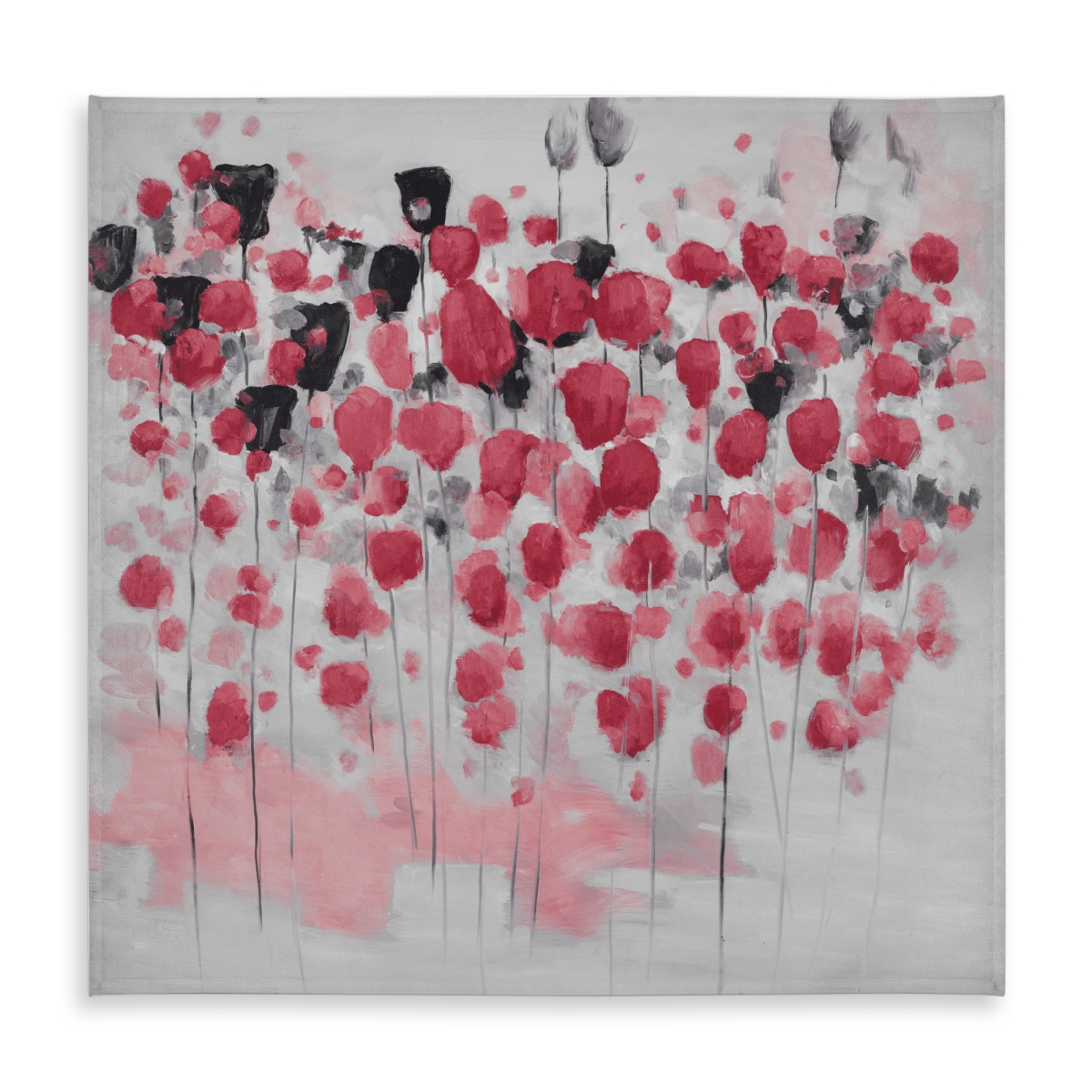 Picture of Begin Home Decor C1TC5858WRS9LF 58 x 58 in. Contemporary Gray Tablecloth - Abstract Pink Flowers Field