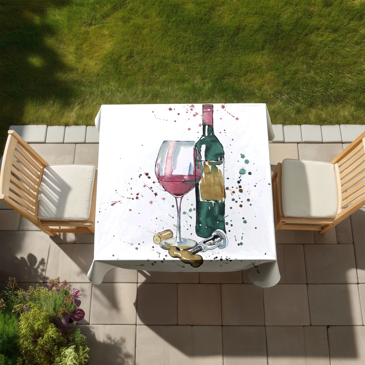 Picture of Begin Home Decor C1TC5858P7LK6Q 58 x 58 in. Bottle of Red Wine Tablecloth - Indoor & Outdoor Home Decor