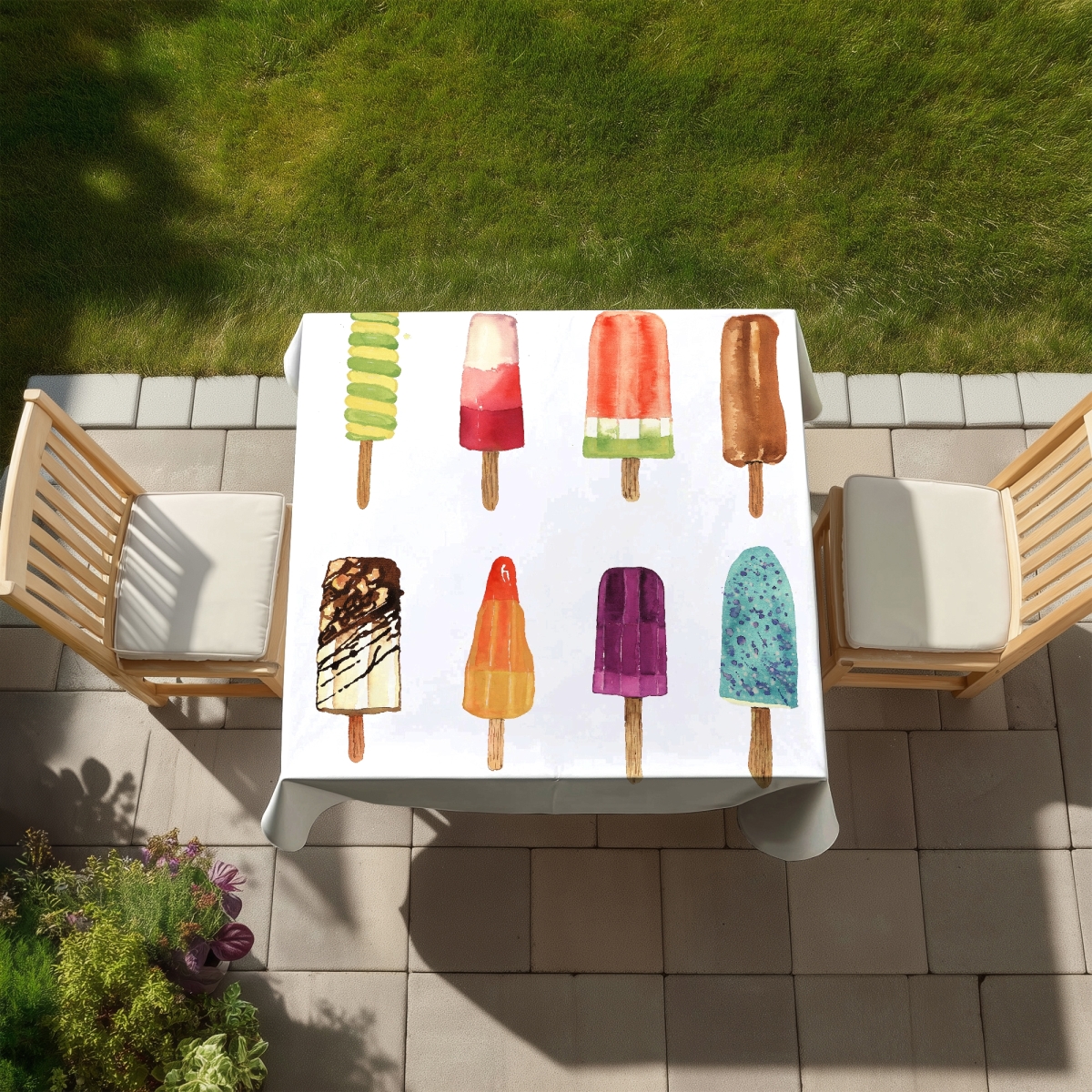 Picture of Begin Home Decor C1TC5858EIQQYD 58 x 58 in. Iced Lollipop Tablecloth - Indoor & Outdoor Decor for Home