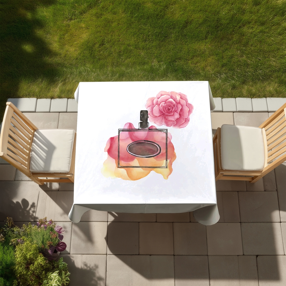Picture of Begin Home Decor C1TC58584VOECT 58 x 58 in. Romantic Pink Tablecloth - Sweet Fragrance - Indoor & Outdoor Decor