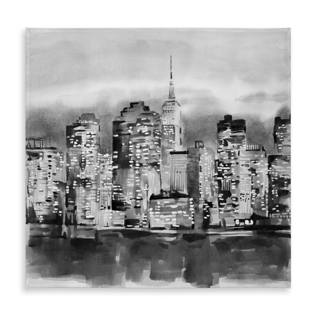 Picture of Begin Home Decor C1TC58582L8OCP 58 x 58 in. Watercolor Cityscape Tablecloth - Modern Indoor & Outdoor Decor