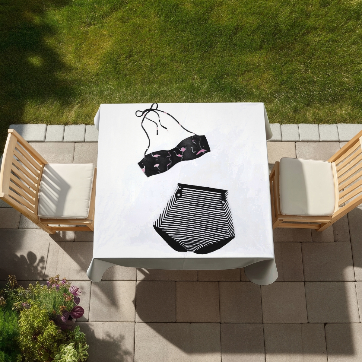 Picture of Begin Home Decor C1TC58587WRN9U 58 x 58 in. Vintage Womens Swimsuit Tablecloth - Bedroom Decor & More