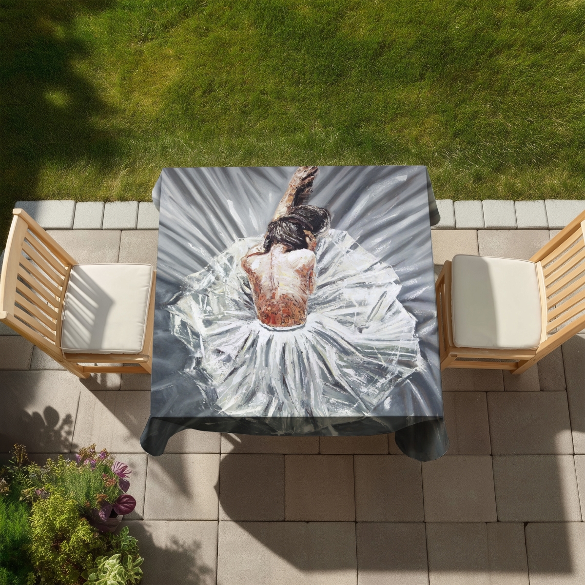 Picture of Begin Home Decor C1TC585818G5EI 58 x 58 in. Ballerina Gray Tablecloth - Indoor & Outdoor Modern Home Decor