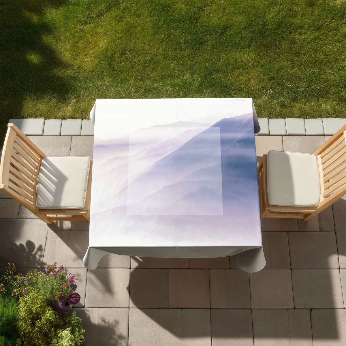 Picture of Begin Home Decor C1TC58588EZA97 58 x 58 in. Mist Minimalist Bedroom Landscape Tablecloth - Indoor & Outdoor Decor