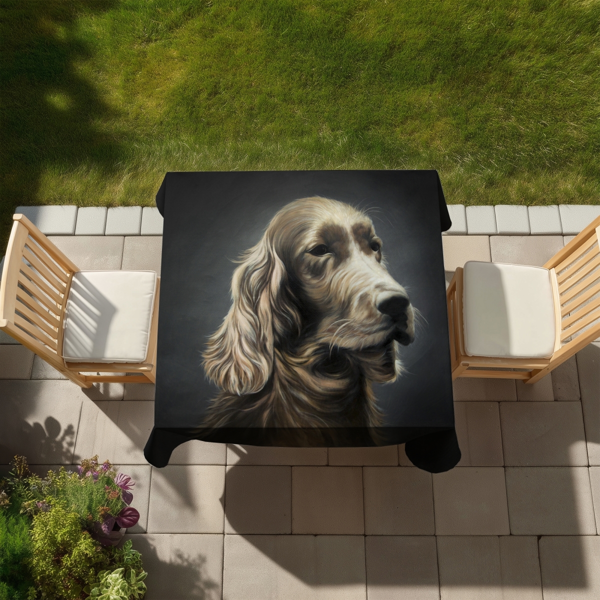 Picture of Begin Home Decor C1TC585812NIEK 58 x 58 in. Field Spaniel Tablecloth - Indoor & Outdoor Animal Decor