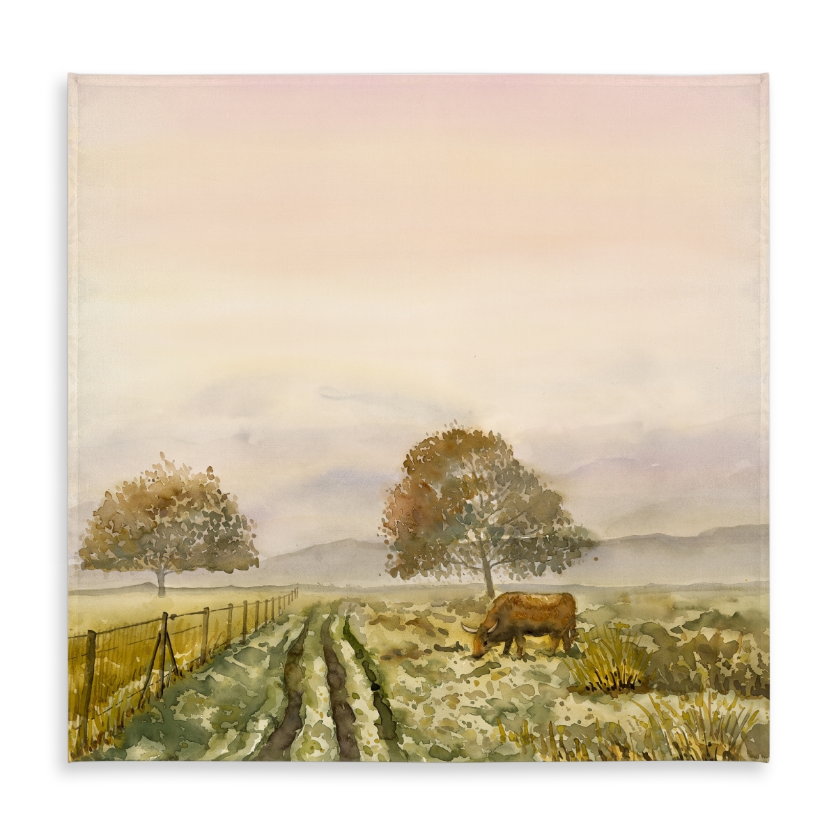 Picture of Begin Home Decor C1TC5858UNWB34 58 x 58 in. Sweet Morning Farm Animals Tablecloth - Indoor & Outdoor Decor