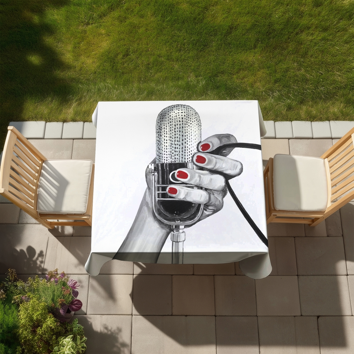 Picture of Begin Home Decor C1TC5858EXOQ56 58 x 58 in. Sing Your Life Gray Tablecloth - Musical Instrument Decor
