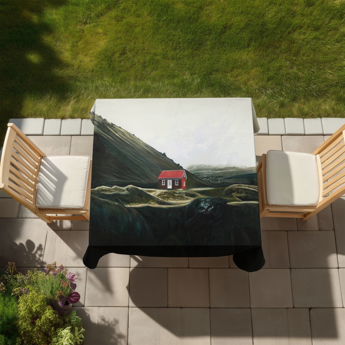 Picture of Begin Home Decor C1TC58583IFZA1 58 x 58 in. Isolated Shack Tablecloth - Indoor & Outdoor Brown Decor