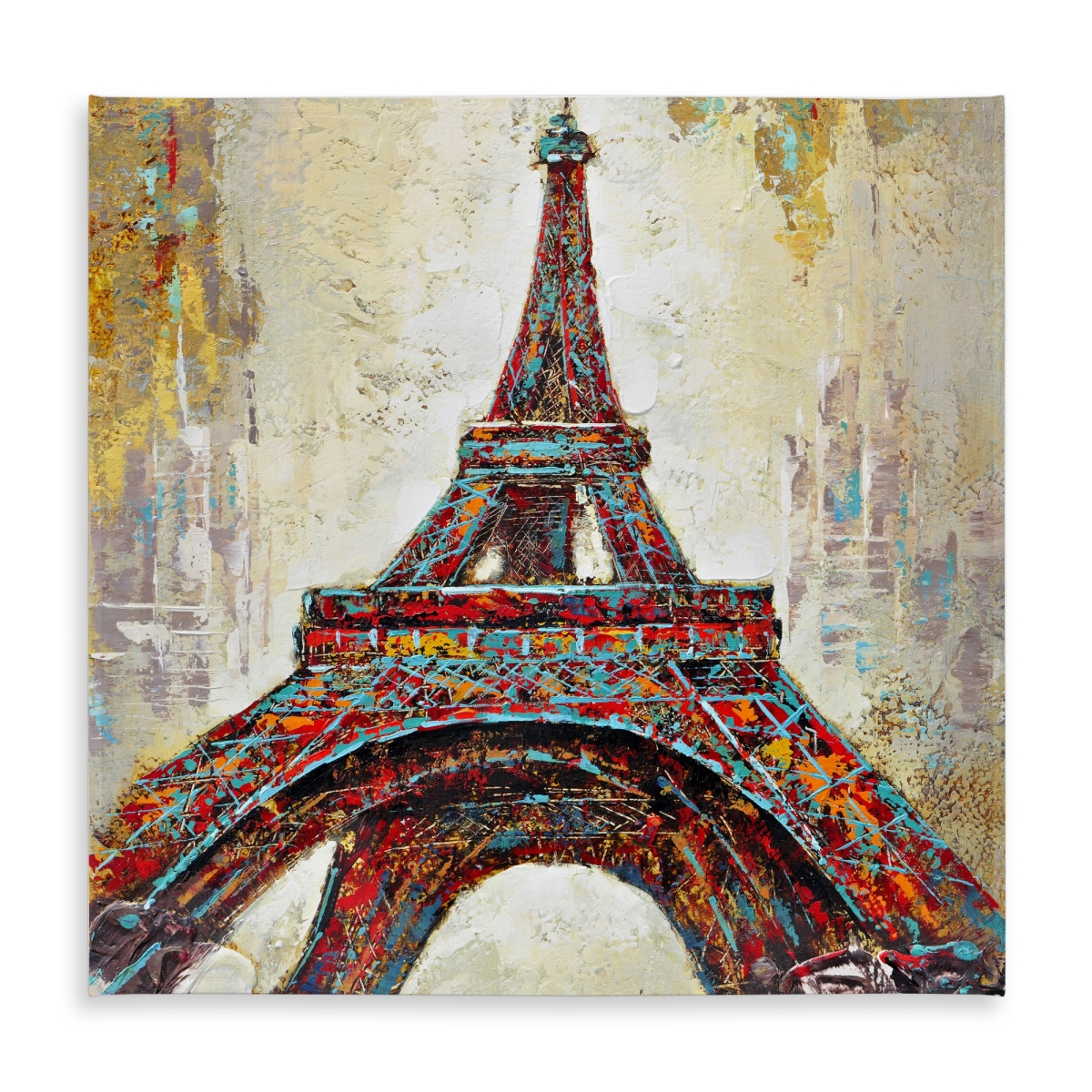Picture of Begin Home Decor C1TC5858EB1Y39 58 x 58 in. Abstract Eiffel Tower Tablecloth - Indoor & Outdoor Home Decor