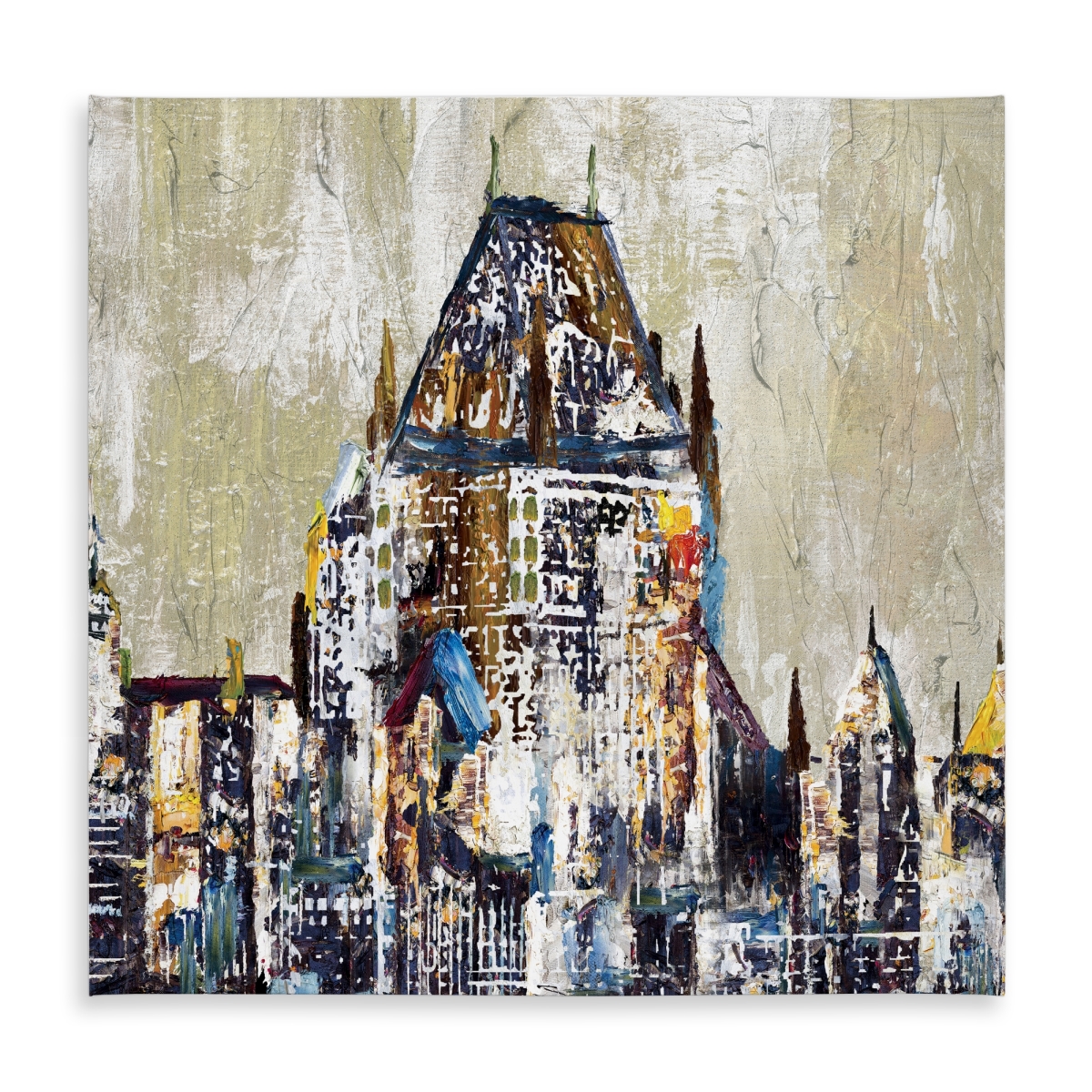 Picture of Begin Home Decor C1TC5858Q2868N 58 x 58 in. Industrial Blue Tablecloth - Abstract Chateau Frontenac Decor