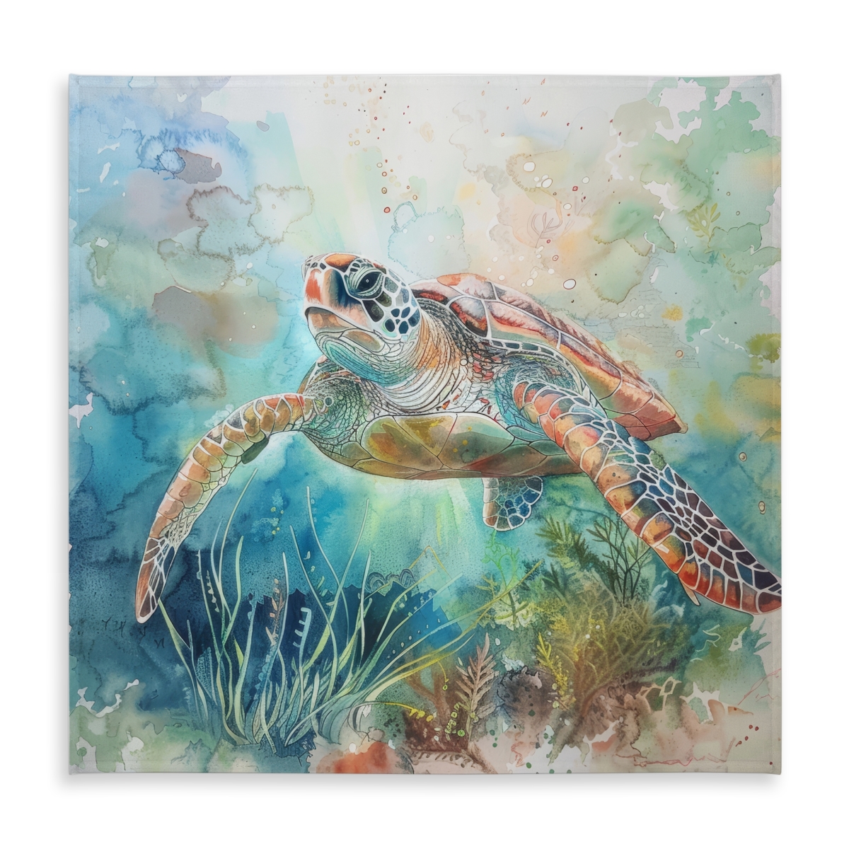 Picture of Begin Home Decor C1TC58587CLDB6 58 x 58 in. Turtle Indoor & Outdoor Tablecloth - Home Decor Table Cover
