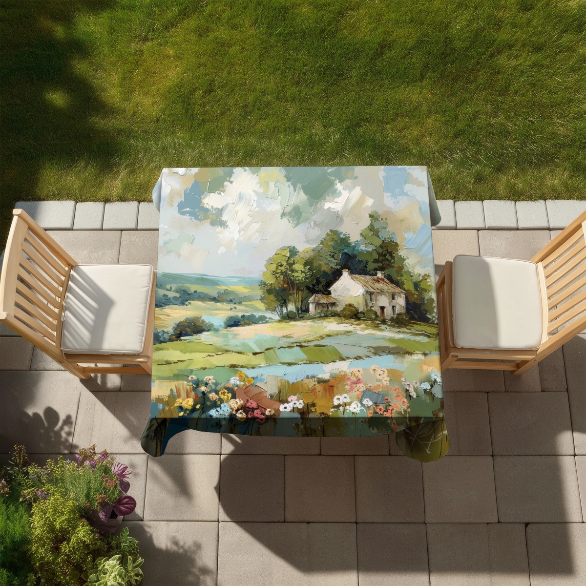 Picture of Begin Home Decor C1TC5858PKLSZ9 58 x 58 in. The Landmark Indoor & Outdoor Tablecloth - Home Decor Essential
