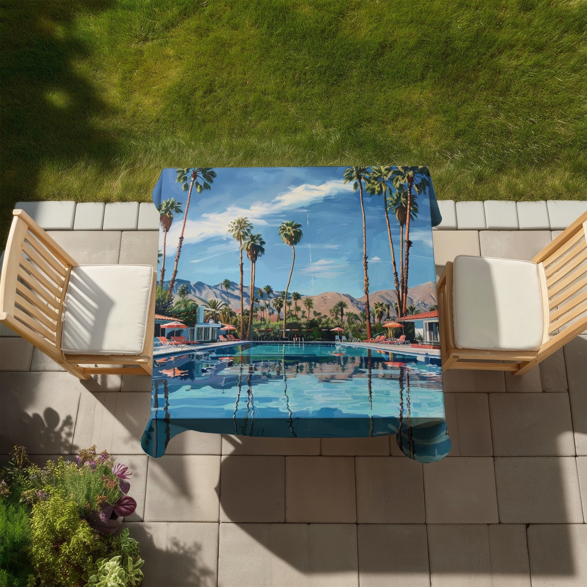 Picture of Begin Home Decor C1TC58588QQ820 58 x 58 in. Palm Trees Tablecloth - Perfect Indoor & Outdoor Home Decor