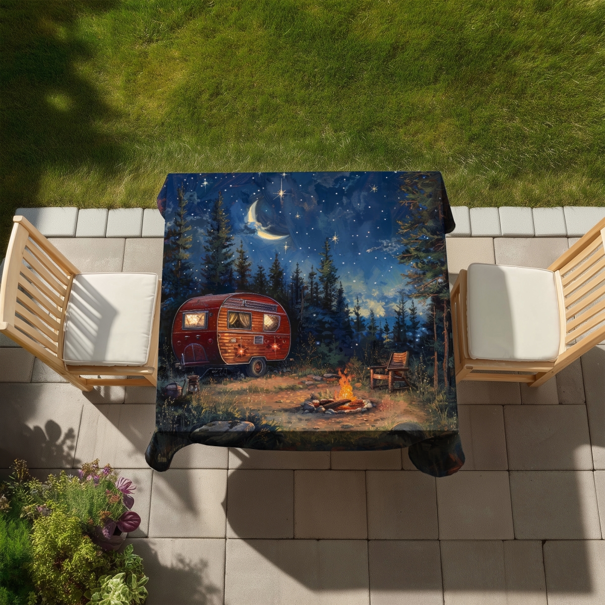 Picture of Begin Home Decor C1TC5858ACPVK5 58 x 58 in. Campfire Indoor & Outdoor Tablecloth - Versatile Home Decor