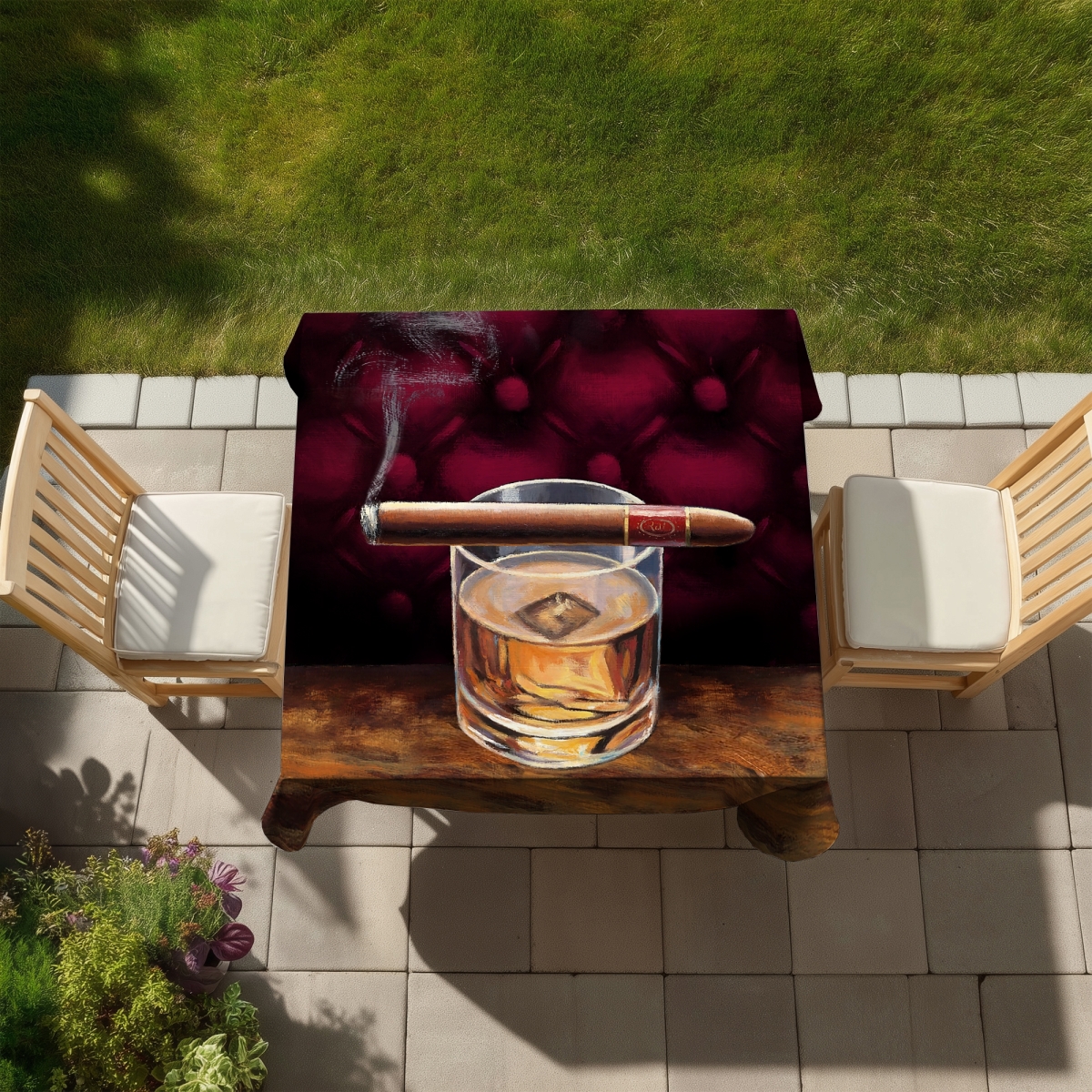 Picture of Begin Home Decor C1TC58582319MT 58 x 58 in. Contemporary Brown Tablecloth - Scotch on Ice Cigar Design