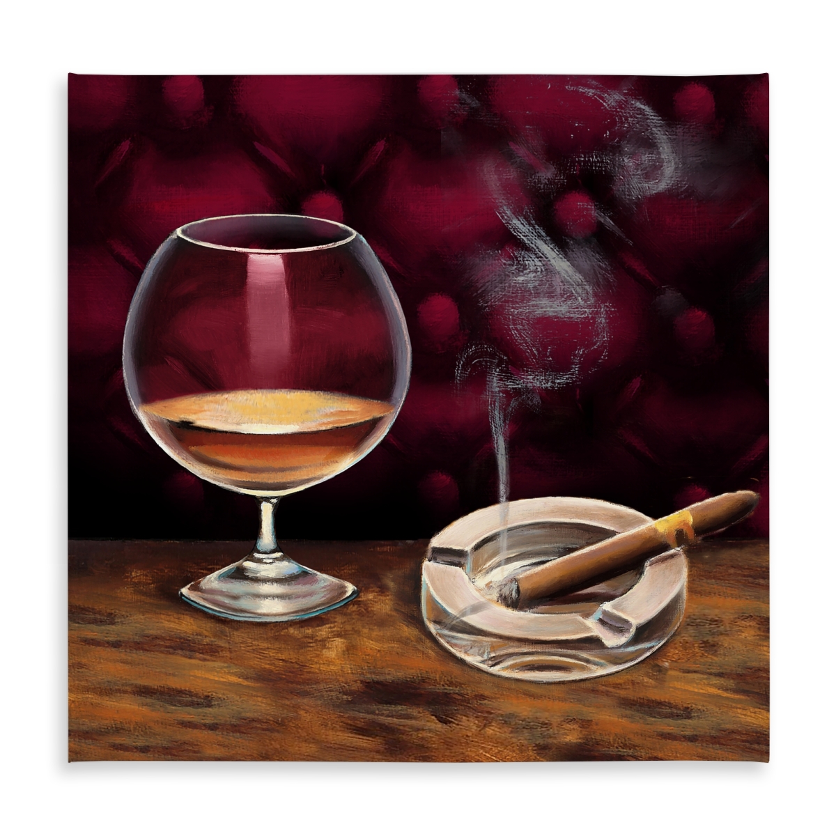 Picture of Begin Home Decor C1TC5858ICP3CE 58 x 58 in. Gastronomy Object Alcohol & Cigar Tablecloth - Indoor & Outdoor