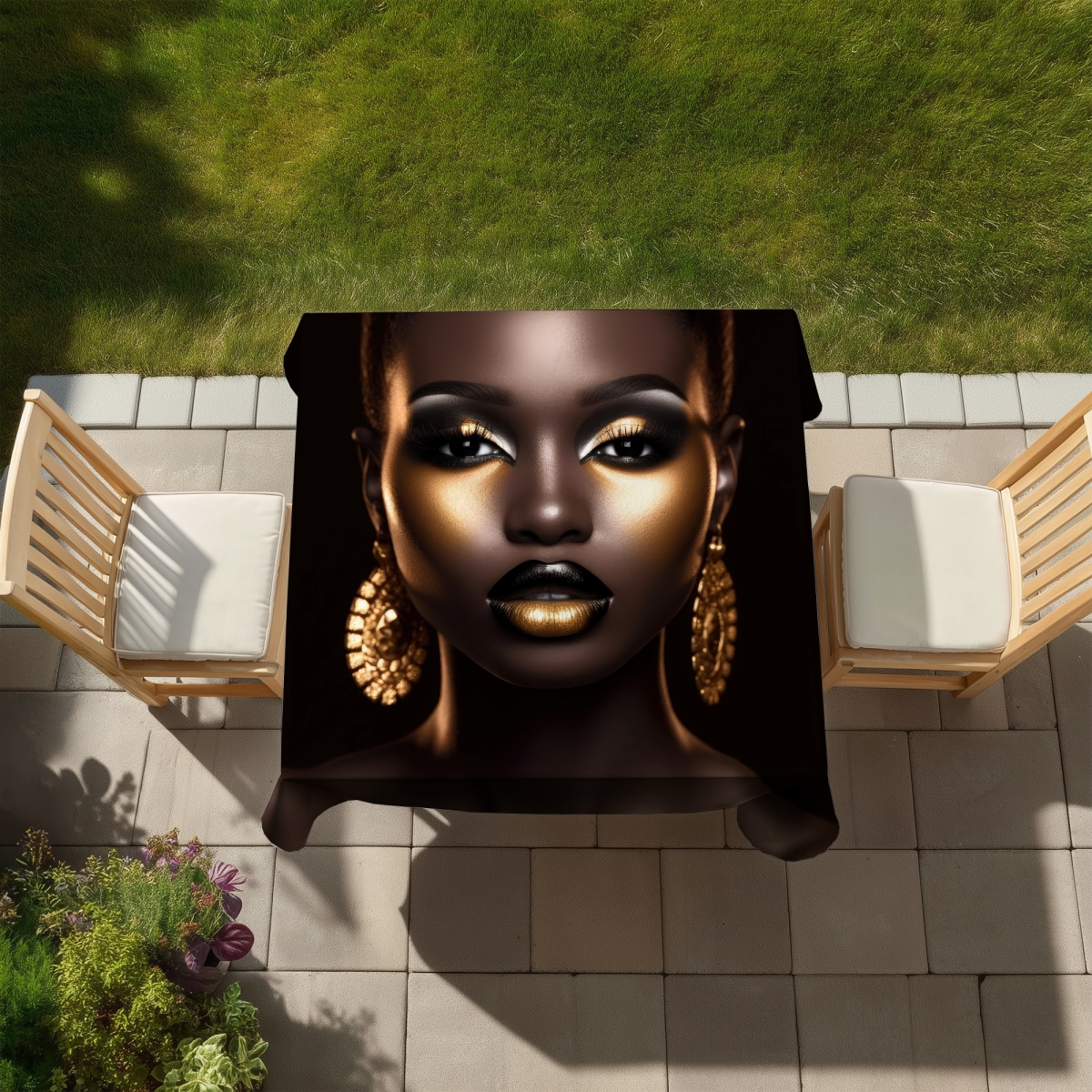 Picture of Begin Home Decor C1TC5858HBRKIF 58 x 58 in. Piercing Gaze Brown Figurative Tablecloth - Indoor & Outdoor Decor