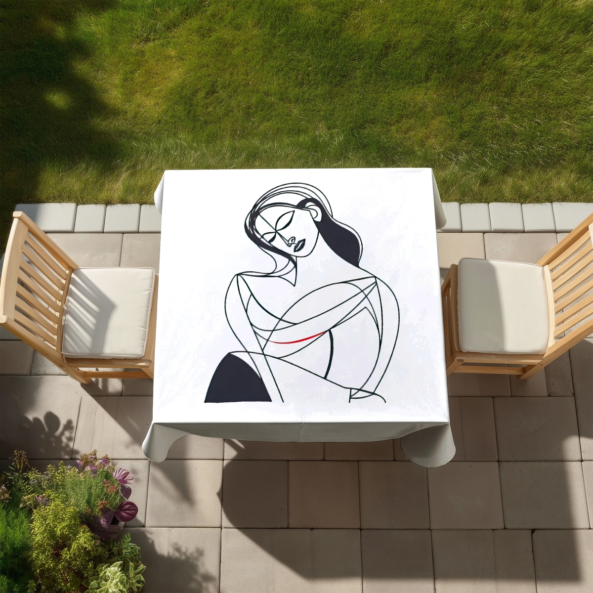 Picture of Begin Home Decor C1TC5858BYUYUX 58 x 58 in. A Mothers Love White Abstract Tablecloth - Indoor & Outdoor Decor